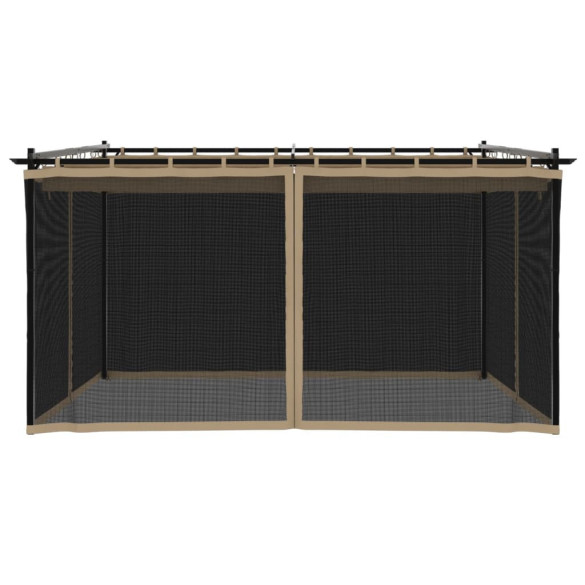 Foișor cu Plasă Gri Taupe 4x3 m - Oțel Rezistent | Livrare Gratuită