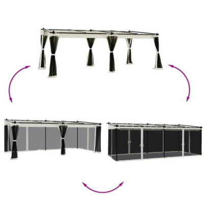 Foișor cu Plasă Crem 6x3 m - Oțel Rezistent | Livrare Gratuită
