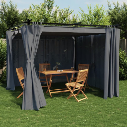 Pavilion cu draperii - antracit - 3x3 m - oțel
