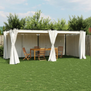 Pavilion cu Draperii 6x3 m, Oțel, Gri Taupe - Livrare Gratuită