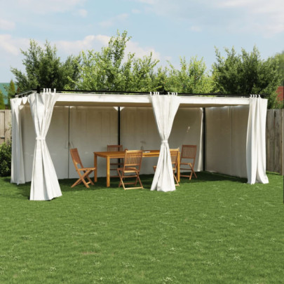 Pavilion cu Draperii 6x3 m, Oțel, Gri Taupe - Livrare Gratuită