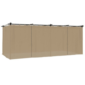 Pavilion Exterior cu Draperii, 6x3 m, Oțel, Gri Taupe 2