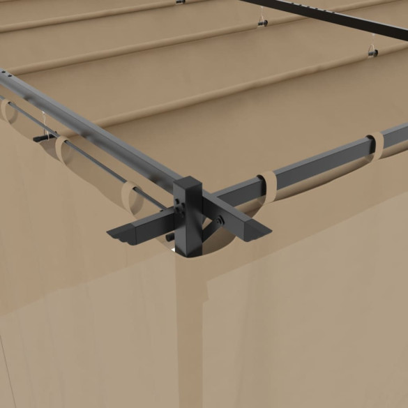 Pavilion Exterior cu Draperii, 6x3 m, Oțel, Gri Taupe