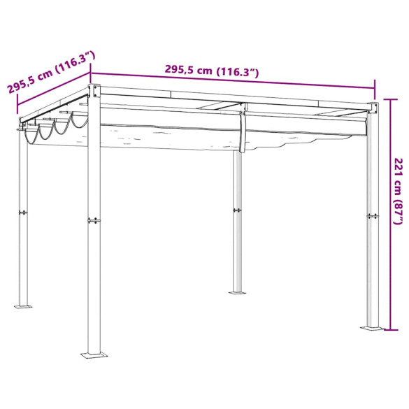 Foișor Gradină Retractabil 3x3m - Oțel | Livrare Gratuită