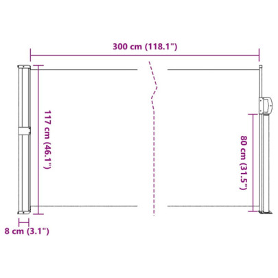 Copertină Laterală Retractabilă Crem - 117x300 cm | Livrare Gratuită