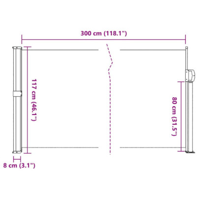 Copertină Laterală Retractabilă Bej 117x300 cm | Livrare Gratuită