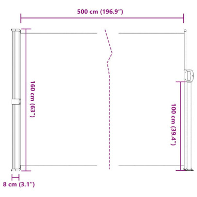 Copertină Laterală Retractabilă Maro 160x500 cm - Livrare Gratuită