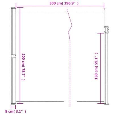 Copertină Laterală Retractabilă - Negru 200x500 cm | Livrare Gratuită