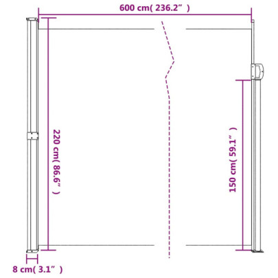 Copertină Laterală Retractabilă Crem 220x600 cm | Livrare Gratuită