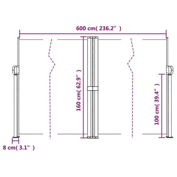 Copertină Laterală Retractabilă Maro 160x600 cm | Livrare Gratuită Copertină Laterală Retractabilă Maro 160x600 cm | Livrare Gratuită