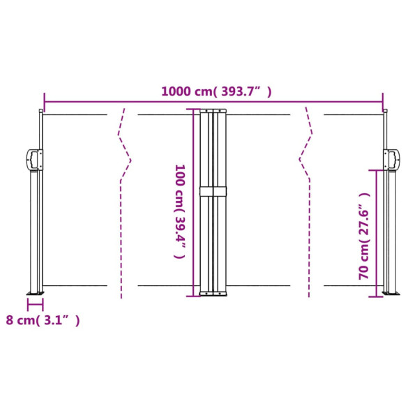 Copertină Laterală Retractabilă 100x1000 cm - Gri Taupe Copertină Laterală Retractabilă 100x1000 cm - Gri Taupe