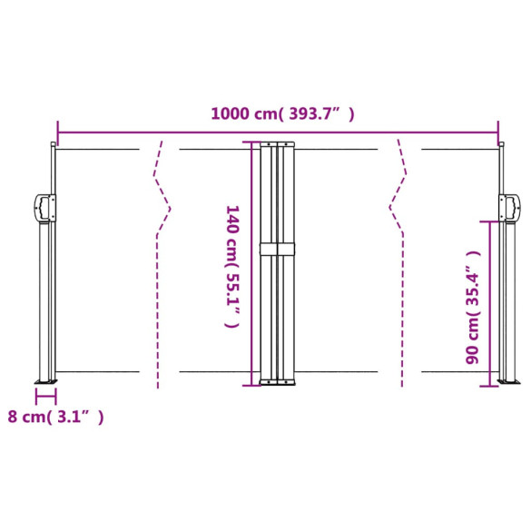 Copertină Laterală Retractabilă Gri Taupe 140x1000 cm Copertină Laterală Retractabilă Gri Taupe 140x1000 cm