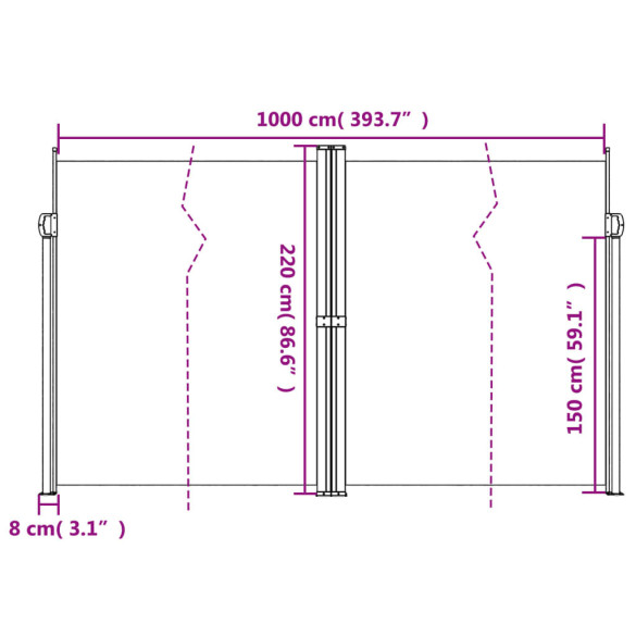 Copertină Laterală Retractabilă Crem - 220x1000 cm | Livrare Gratuită Copertină Laterală Retractabilă Crem - 220x1000 cm | Livrare Gratuită