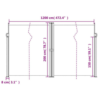 Copertină Laterală Retractabilă Antracit 200x1200 cm