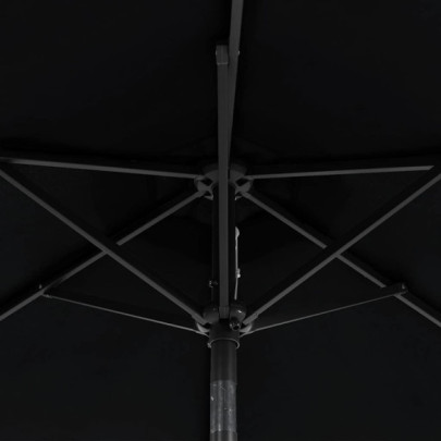 Umbrelă Soare Grădină cu LED | Oțel Negru | Livrare Gratuită