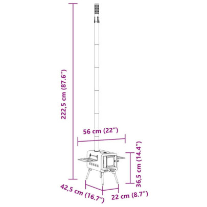 Sobă pe Lemn pentru Camping - Coș Pliabil și Portabil