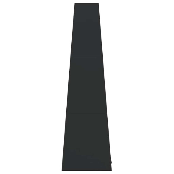 Șemineu Exterior Turn Oțel Negru cu Depozit Bușteni