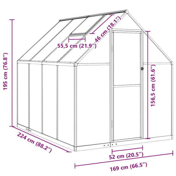 Sera Profesională din Aluminiu - 3,79 m² - Livrare Gratuită Sera Profesională din Aluminiu - 3,79 m² - Livrare Gratuită