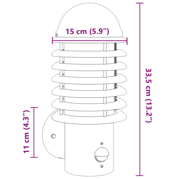 Lămpi Exterioare cu Senzor Mișcare 2 buc - Oțel Inox Lămpi Exterioare cu Senzor Mișcare 2 buc - Oțel Inox