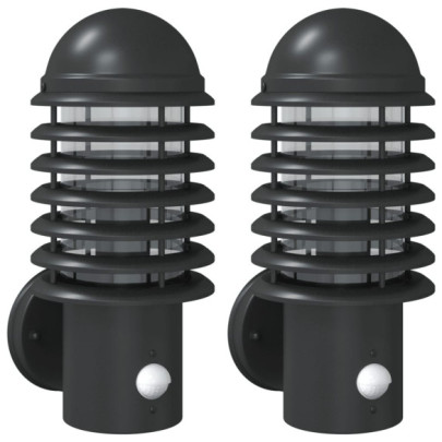 Lămpi exterioare cu senzor mișcare | 2 bucăți | Oțel inox