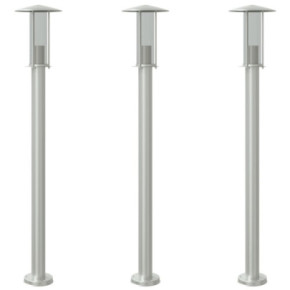 Lămpi Exterioare Podea 3 buc Argintiu Oțel Inoxidabil IP44 2