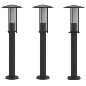 Set 3 Lămpi Podea Exterior Negre Oțel Inoxidabil 60 cm 2