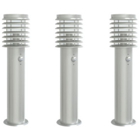 Lămpi Podea Exterior cu Senzor Mișcare | Set 3 buc | Argintiu 2
