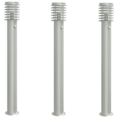 Lămpi Exterioare cu Senzor Mișcare - 3 buc, Oțel Inox