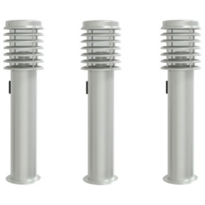 Set 3 Lămpi Podea Exterior Argintiu | Oțel Inoxidabil 2