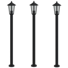 Set 3 Lămpi Podea Exterior Negru 120cm | Oțel Inoxidabil 2