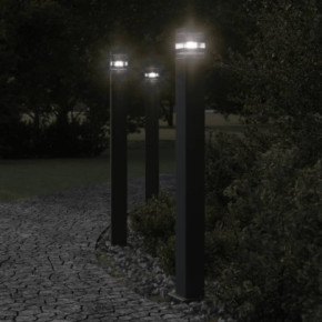 Set 3 Lămpi Podea Exterior - Negru, Aluminiu, IP44