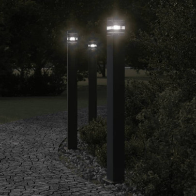 Lămpi de podea de exterior - 3 buc. - negru - 110 cm - aluminiu
