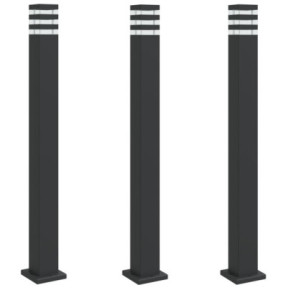 Set 3 Lămpi Podea Exterior - Negru, Aluminiu, IP44 2