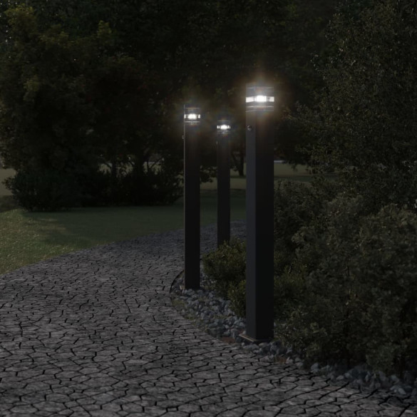 Lampă Exterior cu Senzor Mișcare - 110 cm, Negru, Aluminiu Lampă Exterior cu Senzor Mișcare - 110 cm, Negru, Aluminiu