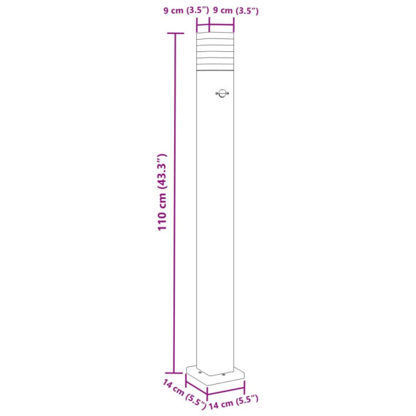 Lampă Exterior cu Senzor Mișcare - 110 cm, Negru, Aluminiu Lampă Exterior cu Senzor Mișcare - 110 cm, Negru, Aluminiu
