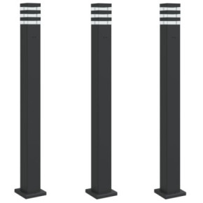 Lămpi Exterioare Podea cu Priză IP44 Negru Aluminiu - 3 bucăți 2