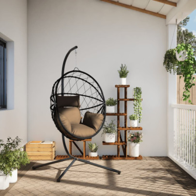 Scaun Suspensat Ou cu Suport - Ratan, Oțel - Comandă Acum