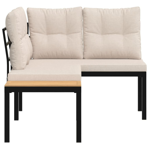 Set 2 Bănci Grădină cu Perne - Oțel Negru | Livrare Gratuită