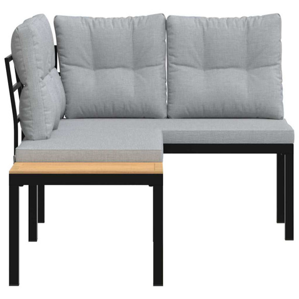 Set 2 Bănci Grădină cu Perne - Oțel Negru | Livrare Gratuită