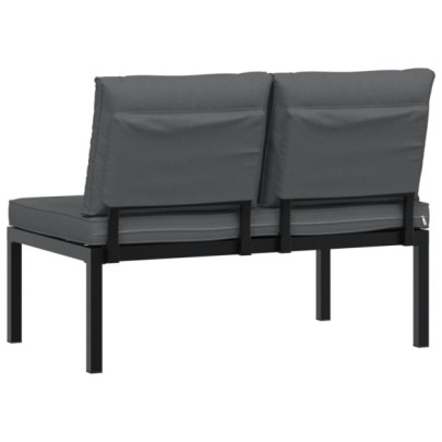 Bancă Grădină Aluminiu cu Perne - Negru | Livrare Gratuită