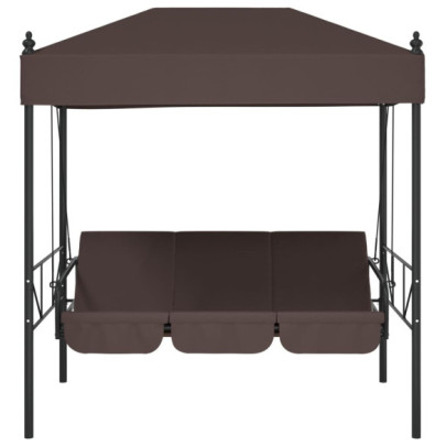 Bancă Balansoar Grădină cu Copertină - Oțel, Maro Cafeniu