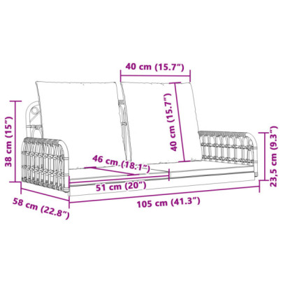 Bancă Balansoar cu Perne pentru Grădină - Poliratan