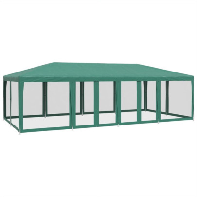 Cort de Petrecere 12 Pereți Mesh - 8x4m - Verde HDPE
