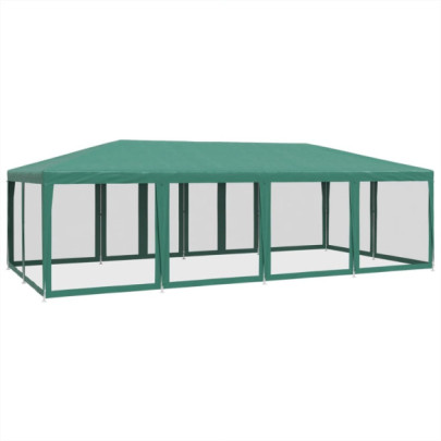 Cort de Petrecere 12 Pereți Mesh - 8x4m - Verde HDPE