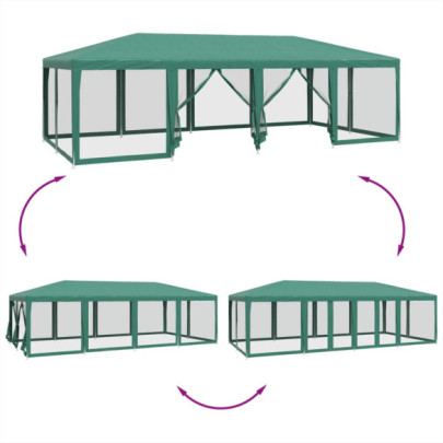 Cort de Petrecere 12 Pereți Mesh - 8x4m - Verde HDPE