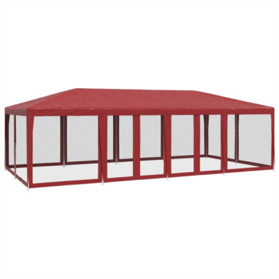 Cort de Petrecere 12 Pereți Roșu 8x4 m - HDPE Rezistent