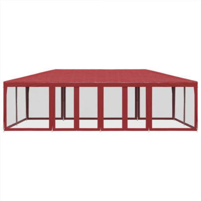 Cort de Petrecere 12 Pereți Roșu 8x4 m - HDPE Rezistent