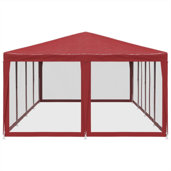 Cort de Petrecere 12 Pereți Roșu 8x4 m - HDPE Rezistent