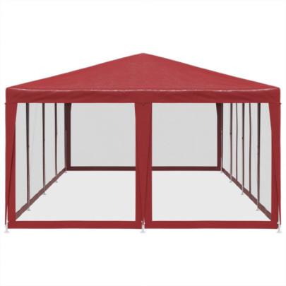 Cort de Petrecere 12 Pereți Roșu 8x4 m - HDPE Rezistent