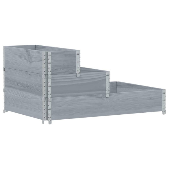 Strat înălțat 3 niveluri gri 120x80 cm lemn masiv pin